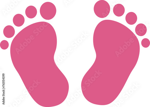 Adorable Pink Baby Footprints: Vector Illustration for Nursery Decor and Baby Shower Invitations