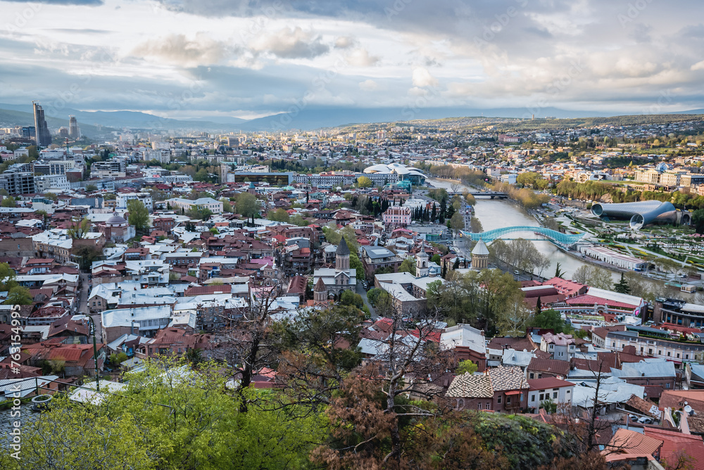Aerial view Old Town in Tbilisi city, Georgia