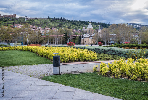 Rike Park, view with Sioni Cathedral in Tbilisi city, Georgia photo