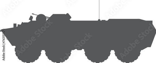 Armoured personnel carrier black silhouette. Military transport