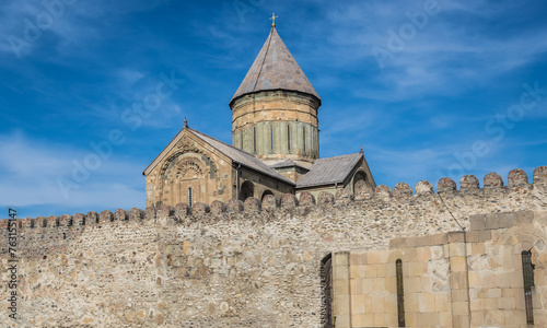 Walls around Svetitskhoveli - Cathedral of the Living Pillar in Mtskheta city, Mtskheta-Mtianeti region, Georgia photo