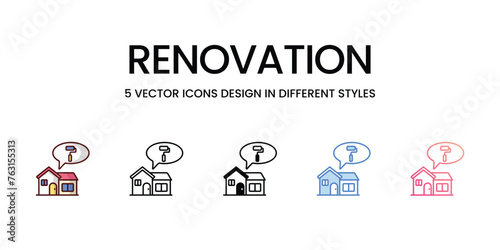 Renovation icons set in different style vector stock illustration
