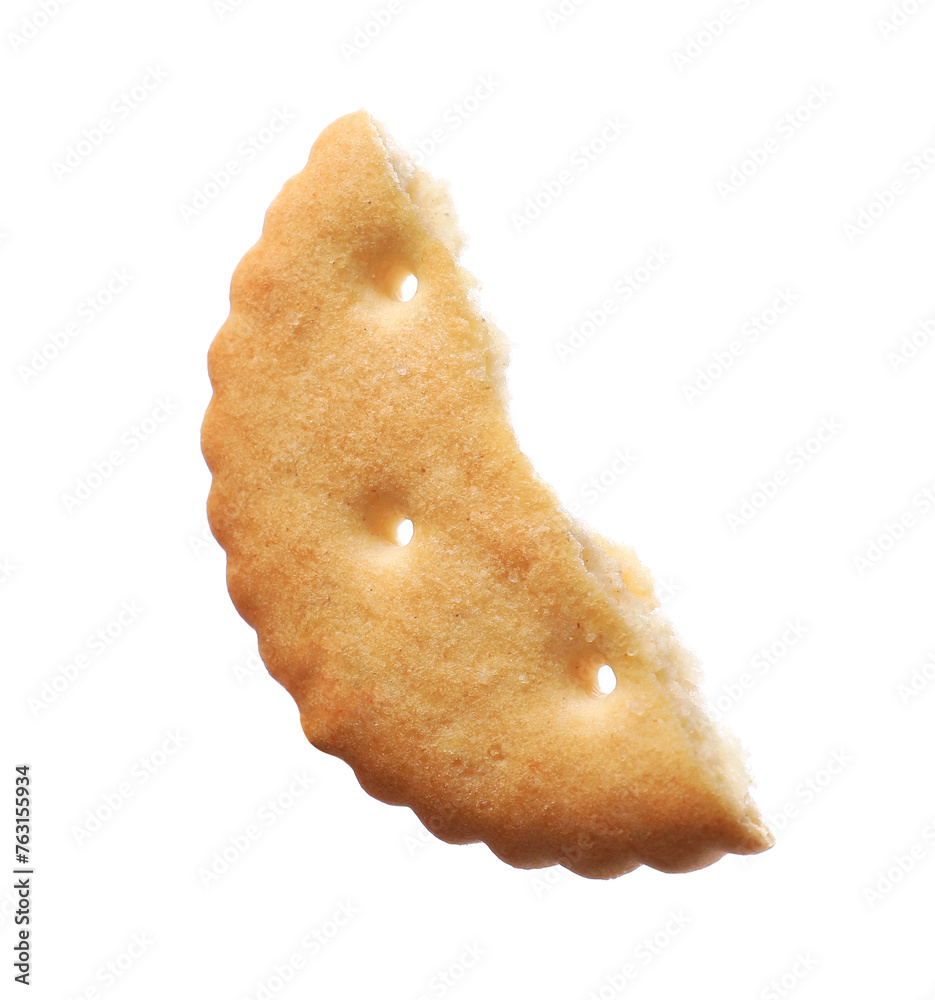 Piece of tasty cracker isolated on white