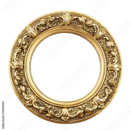 Antique gold frame isolated on transparent background