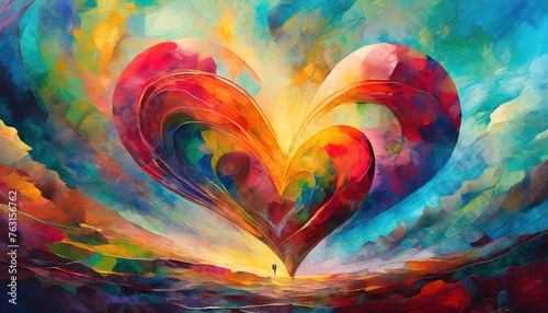 Vibrant Abstract Heart Shapes Conveying Passionate Love in Colorful Artistic Depiction