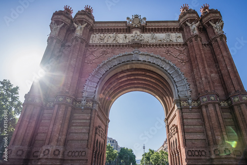 Arc de Triomf triumphal arch on promenade of the Passeig de Lluis Companys in Barcelona, Spain photo