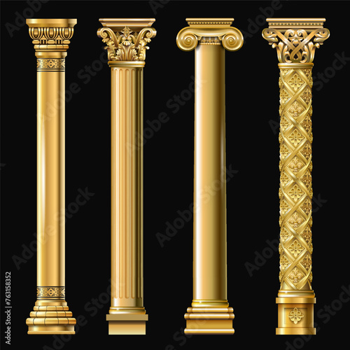 Set of classic gold columns photo