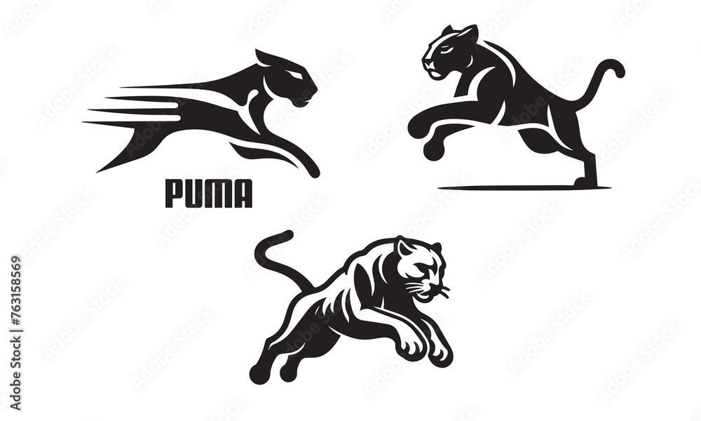 3 professional logos of puma | set of pumas | illustration of puma