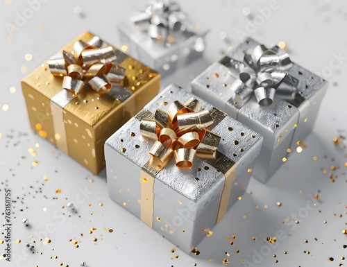 gold and silver gift boxes 