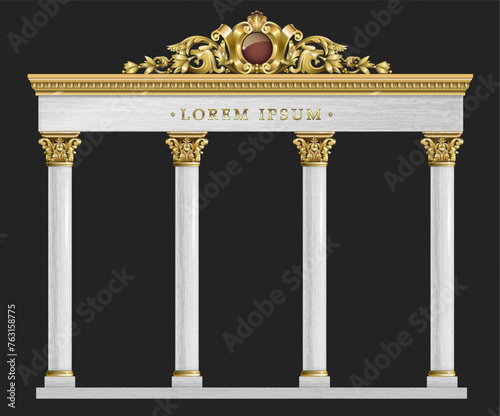 Gold classic frame of the rococo baroque door