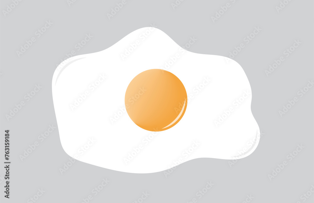 Fried scrambled egg icon. Top view closeup. Good morning. Breakfast menu. Cute cartoon food. Flat design. Gray background. Isolated. Vector illustration in eps 10. Fried scrambled egg icon. Top view closeup. Good morning. Breakfast menu. Cute cartoon food. Flat design. Gray background. Isolated. Vector illustration in eps 10.