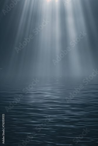 Sun rays in the water. Background image. Created with Generative AI technology.