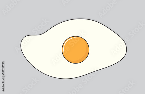Fried scrambled egg icon. Top view closeup. Good morning. Breakfast menu. Cute cartoon food. Flat design. Gray background. Isolated. Vector illustration in eps 10.