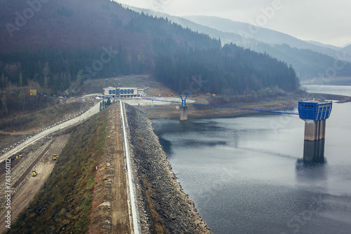 Dam on a Sance water reservoir in Stare Hamry in Silesian Beskids, Czech Republic photo