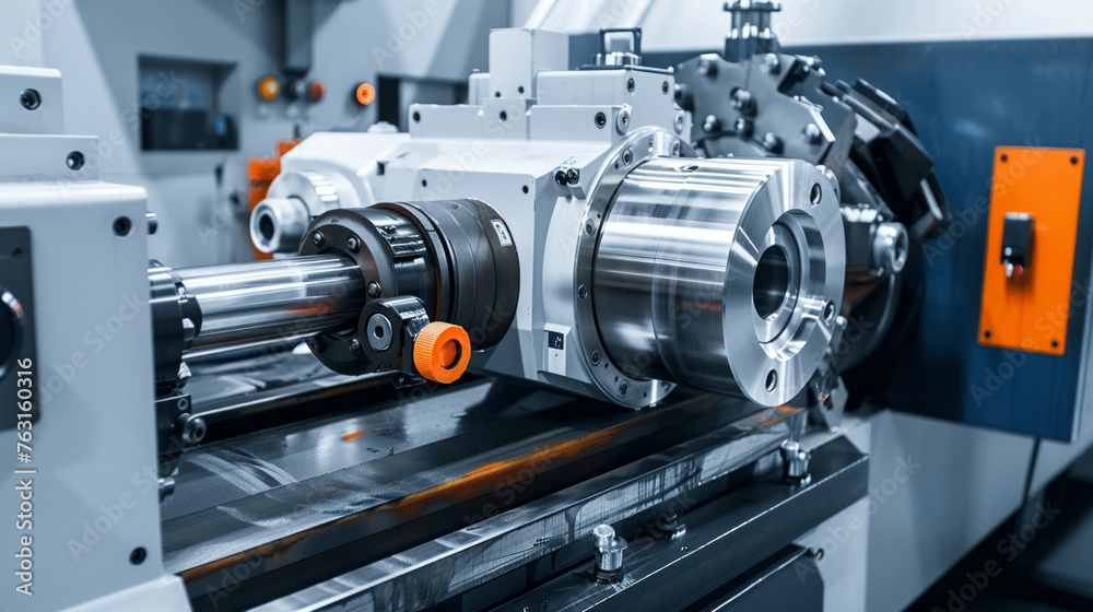Modern Machine Tools in Factory Background with ing Modern Machine Tools in Factory Background with ing