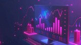 Isometric Graphs on Desktop Monitor with Business Concept