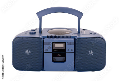 Obraz na płótnie Blue stereo CD radio cassette recorder isolated on white w salonie