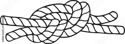 Rope knot drawing. Sailor tied cord string