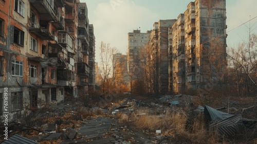 Photo depicting the devastation of post-war ruins - AI Generated Digital Art