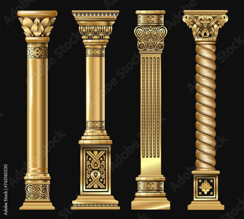 Set of classic gold columns