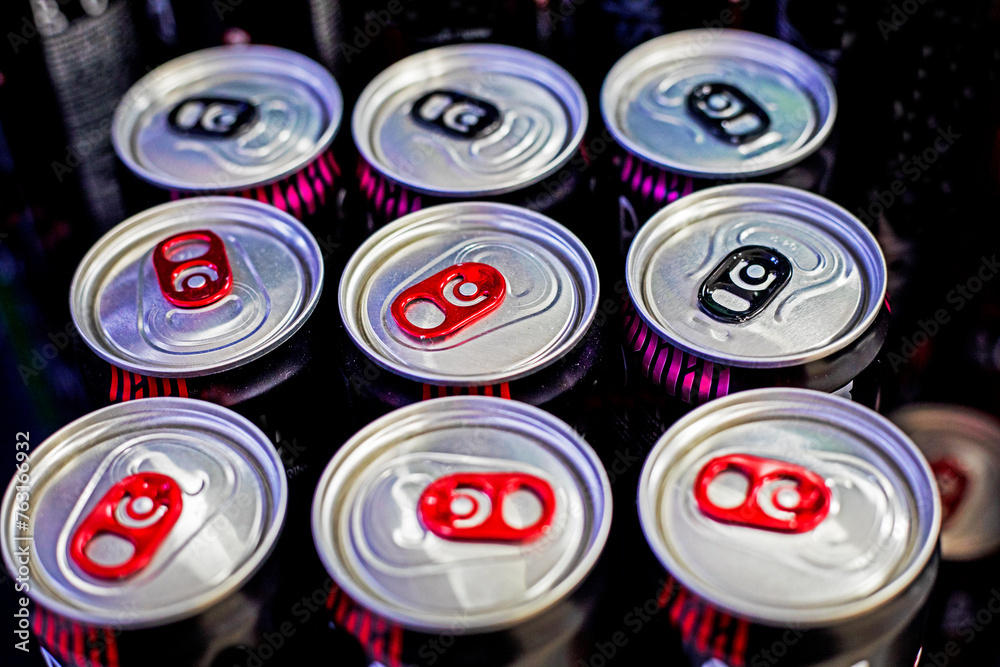 metal packaging with Premier beer, top view. beer day metal packaging with Premier beer, top view. beer day