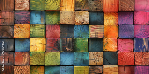Colourful wooden wall texture background. 3d rendering
