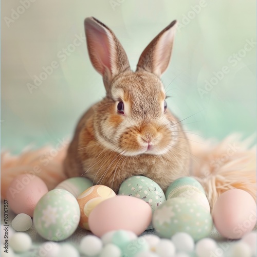 Easter bunny made of colorful eggs.