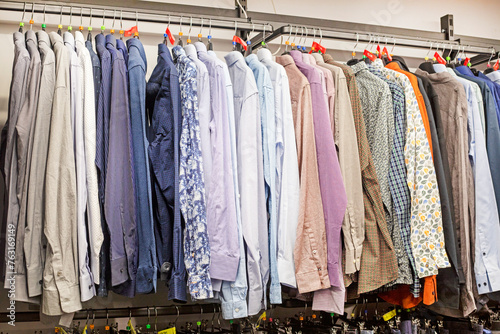 stylish modern men's raglans and sweaters in the supermarket