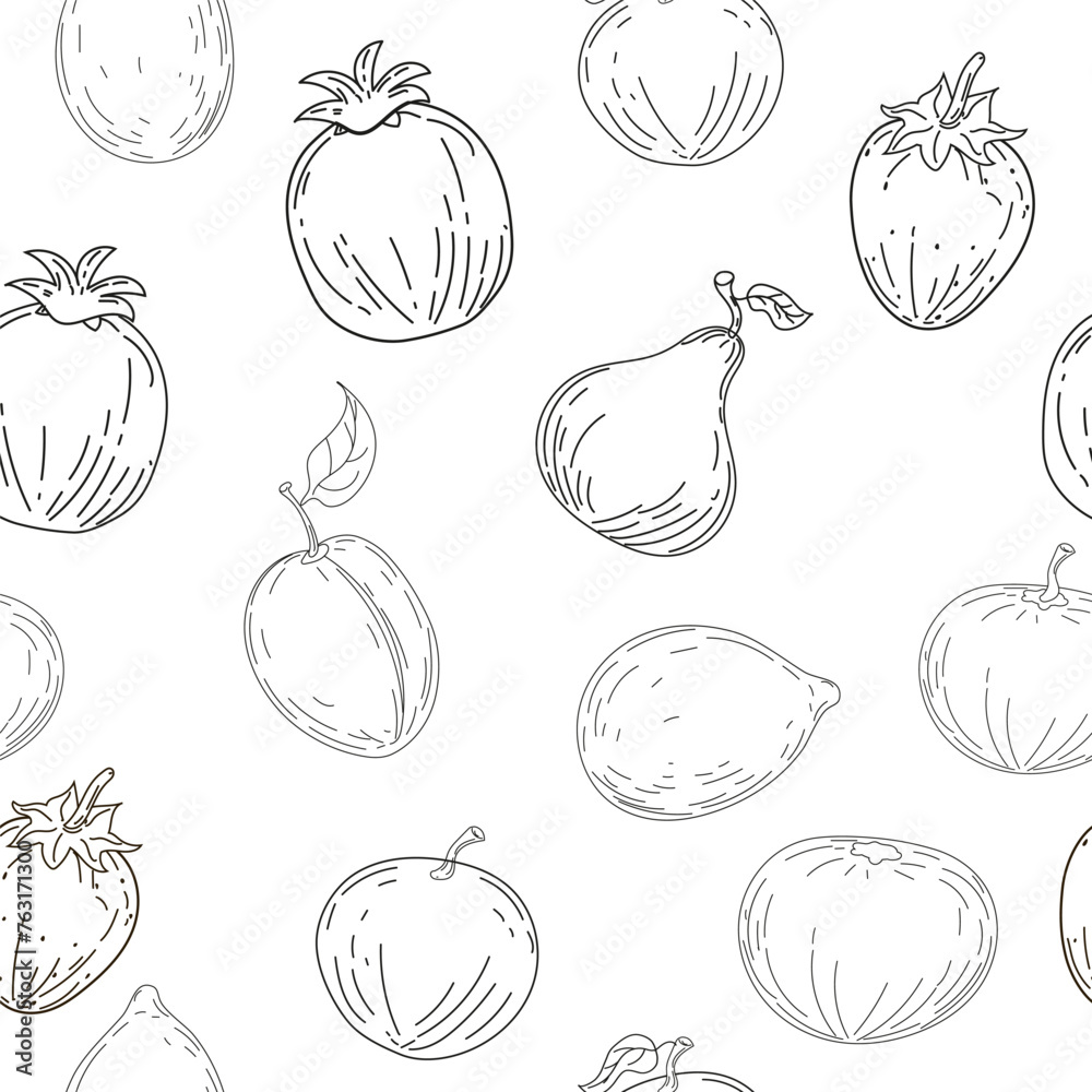 Seamless pattern. Hand drawing sketch fruits Seamless pattern. Hand drawing sketch fruits