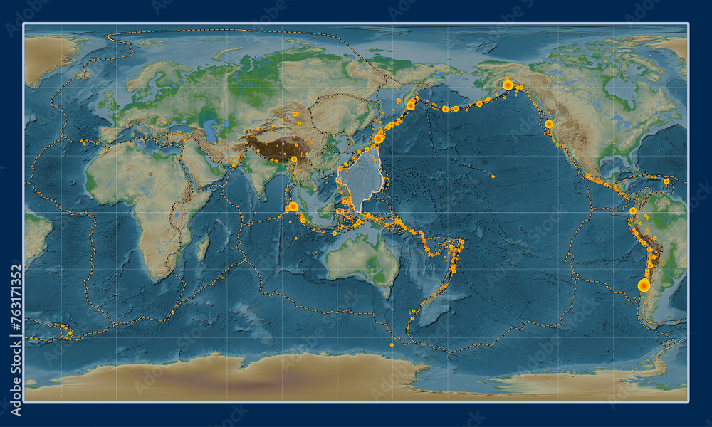 Philippine Sea tectonic plate. Physical. Patterson Cylindrical. Earthquakes and boundaries