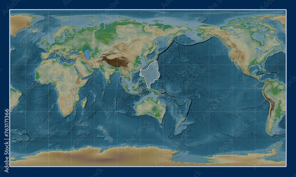 Philippine Sea tectonic plate. Physical. Patterson Cylindrical.