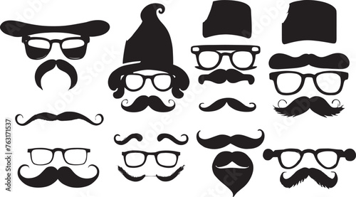 Vector Collection of Hipster Mustache Icons