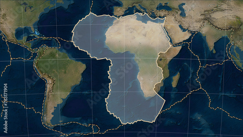 African plate - boundaries. Satellite map