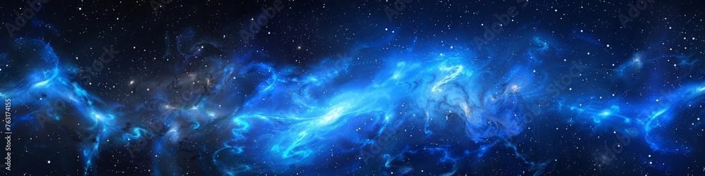 cosmic energy blue background. - obrazy, fototapety, plakaty 