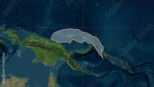 North Bismarck tectonic plate. Satellite map