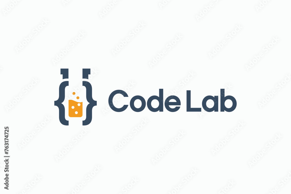 coding code with lab logo design template
