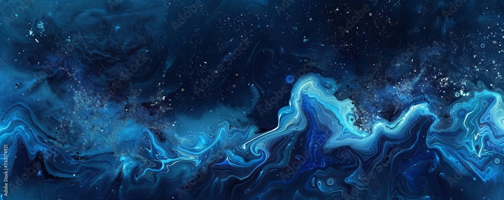 cosmic energy blue background. - obrazy, fototapety, plakaty 