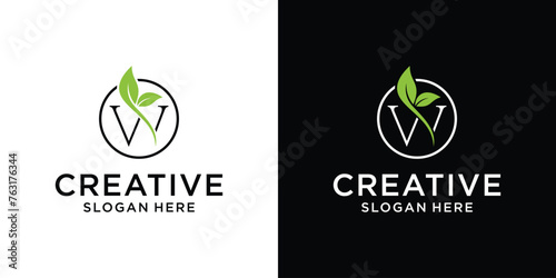 Letter W nature leaf logo design vector