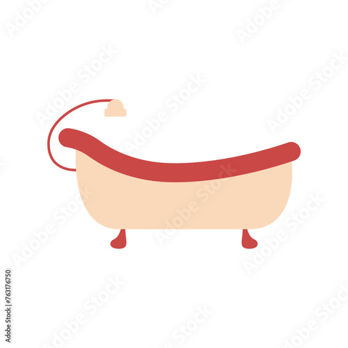 Bath icon vector. Bathroom color concept icon. Simple shower vector. A bathtub in a simple multi-colored style. Interior icon for web design. Bathroom furniture.