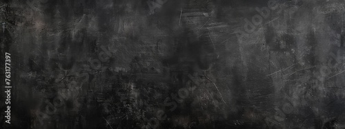 Black anthracite dark gray grey grunge old aged retro stone concrete cement blackboard chalkboard wall floor texture  with cracks - Abstract background banner panorama pattern design template..