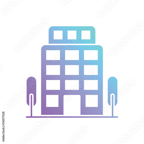 Glyph Gradient Bulding vector icon