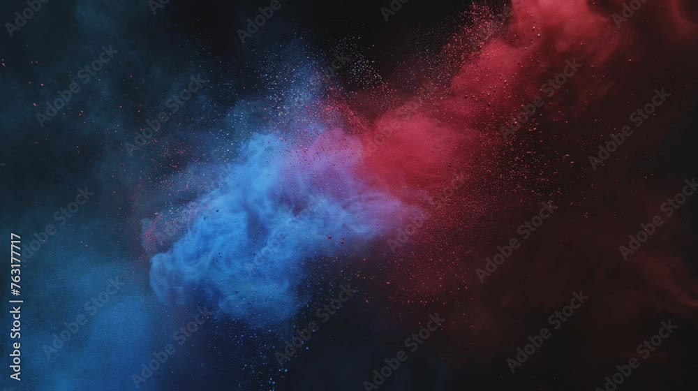 Red and Blue Color Powder Collide Smoke Red and Blue Color Powder Collide Smoke