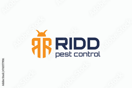 letter RR with pest logo design template. pest control logo photo
