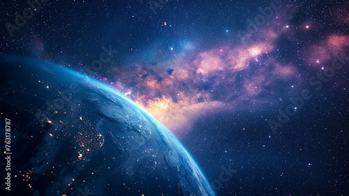 Earth and galaxy © Irfan Hameed