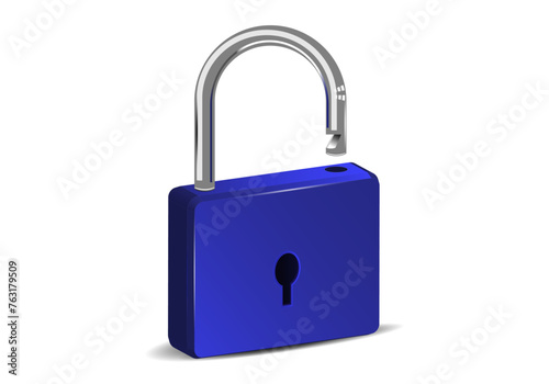 Padlock. Cyber security technology. Lock symbol. Lowo poly and lines connecting on a blue background photo