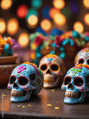 Photograph Of Sugar Skulls And Fiesta For Cinco De Mayo