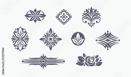 Set of page and book decorations. Vector design elements.