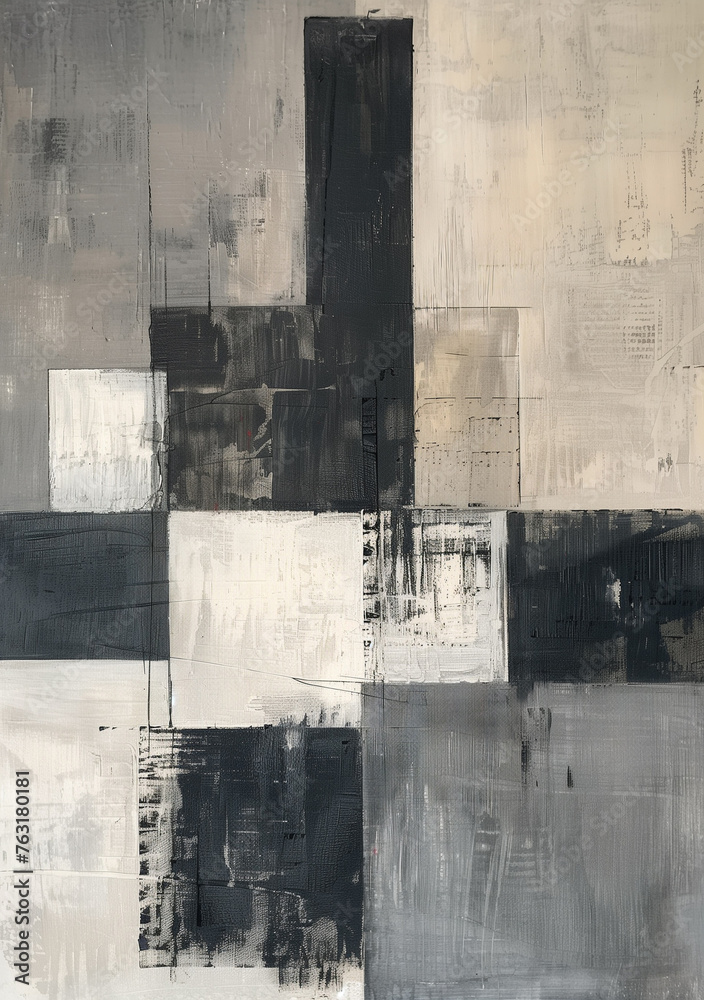 Grey and Beige Neutral Abstract Art Painting