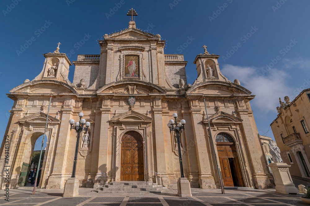Ancient Basilica of St Paul, Rabat, Malta, on a sunny day