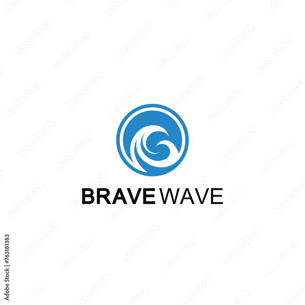 modern blue wave letter B logo design